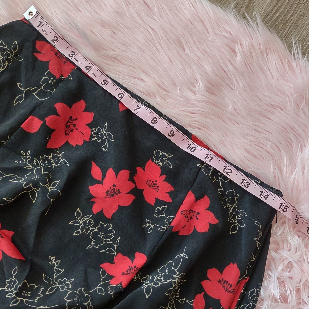 90s red and black floral maxi skirt - Picture 3 of 5